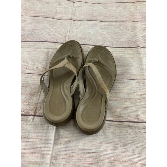 Crocs Women's Neutral Casual Comfort Flip Flops - W8 - Picture 2 of 11